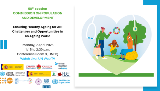 Flyer of teh event on "Ensuring Healthy Ageing for All: Challenges and Opportunities in an Ageing World"